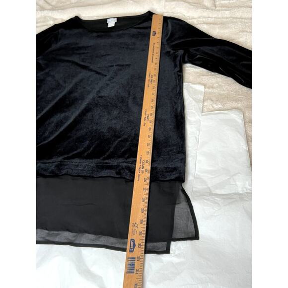 Chico's Travelers womens size 2 tunic black velvet stretch, holiday parties - Picture 3 of 6